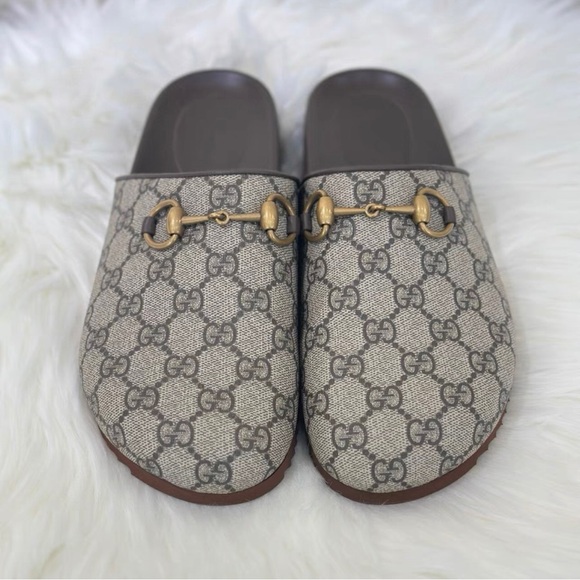 Gucci Beige and Brown Heeled Mules - Picture 1 of 5